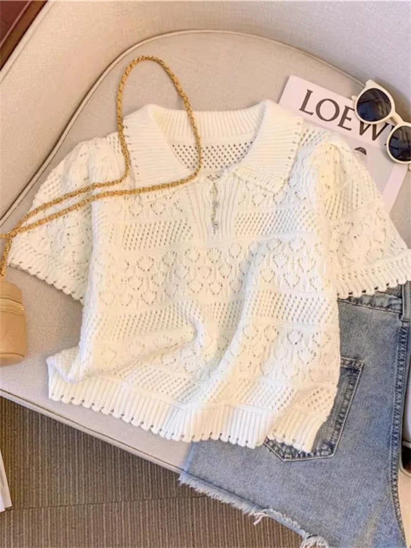 Camicia lavorata maniche corte